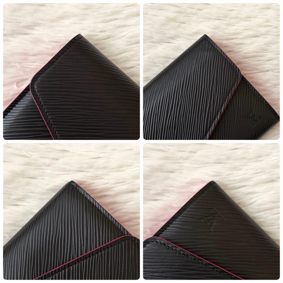ルイヴィトン ポルトフォイユサラ　ノワール　ホットピンク　エピレザー　長財布
