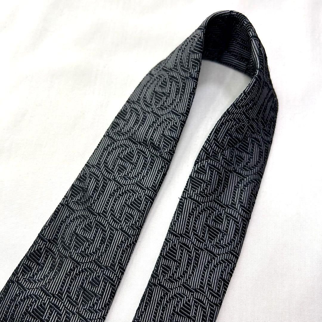 美品 グッチ ネクタイ シルク ロゴ インターロッキングGG GG柄 グレー