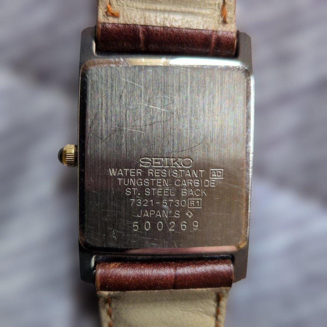 希少美品 稼動品 SEIKO Dolce 腕時計 スクエア型 ゴールド レザー