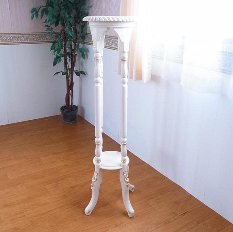 お値下げ　アイボリーゴールド　マホガニー製　フラワースタンド　花台　金箔仕上げ