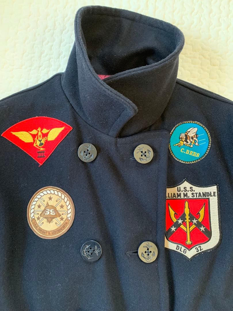 AVIREX パッチ付き メルトンPコート L ネイビー 正規品 美品