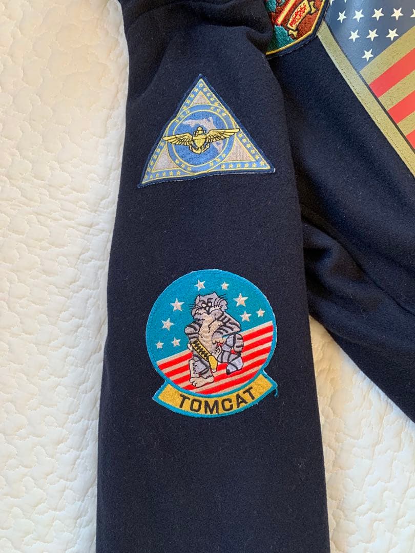 AVIREX パッチ付き メルトンPコート L ネイビー 正規品 美品