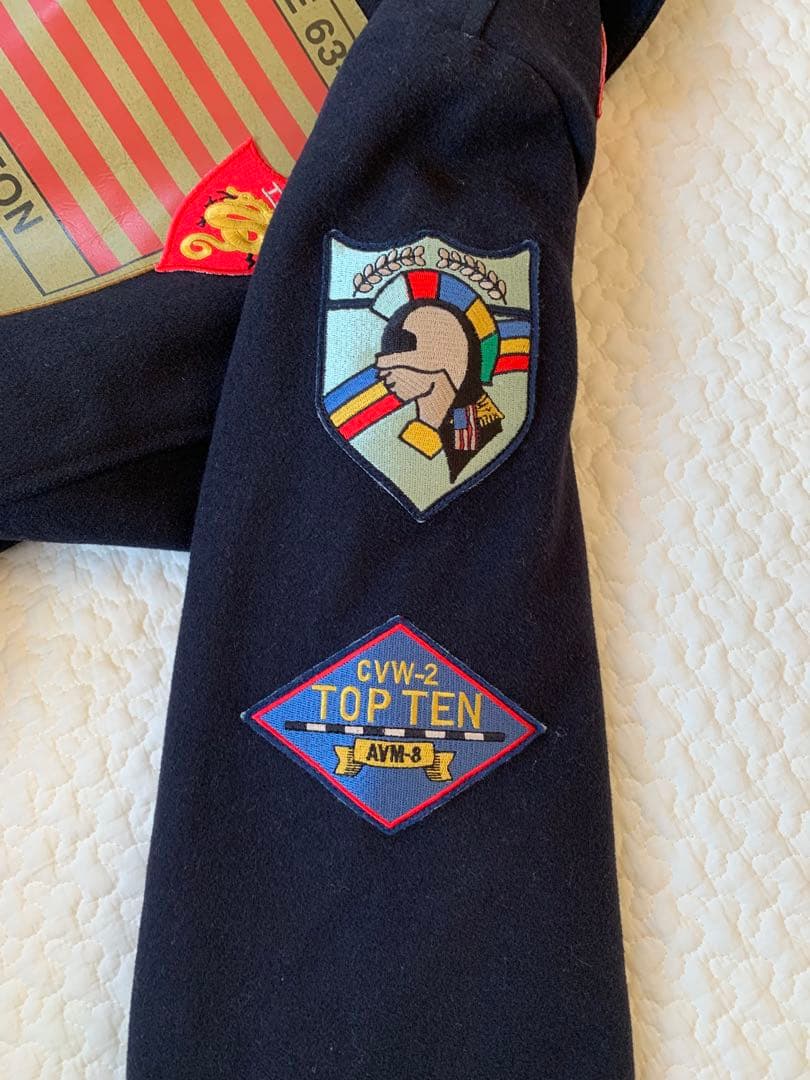 AVIREX パッチ付き メルトンPコート L ネイビー 正規品 美品