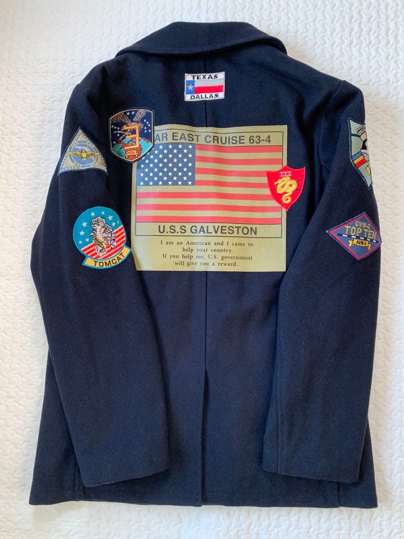 AVIREX パッチ付き メルトンPコート L ネイビー 正規品 美品