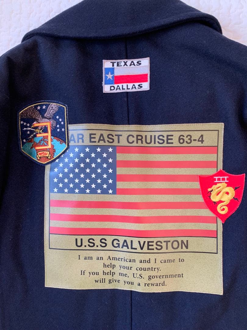 AVIREX パッチ付き メルトンPコート L ネイビー 正規品 美品