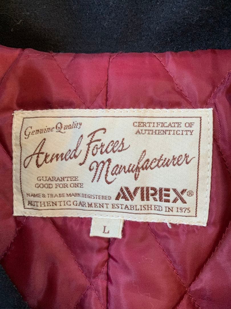 AVIREX パッチ付き メルトンPコート L ネイビー 正規品 美品