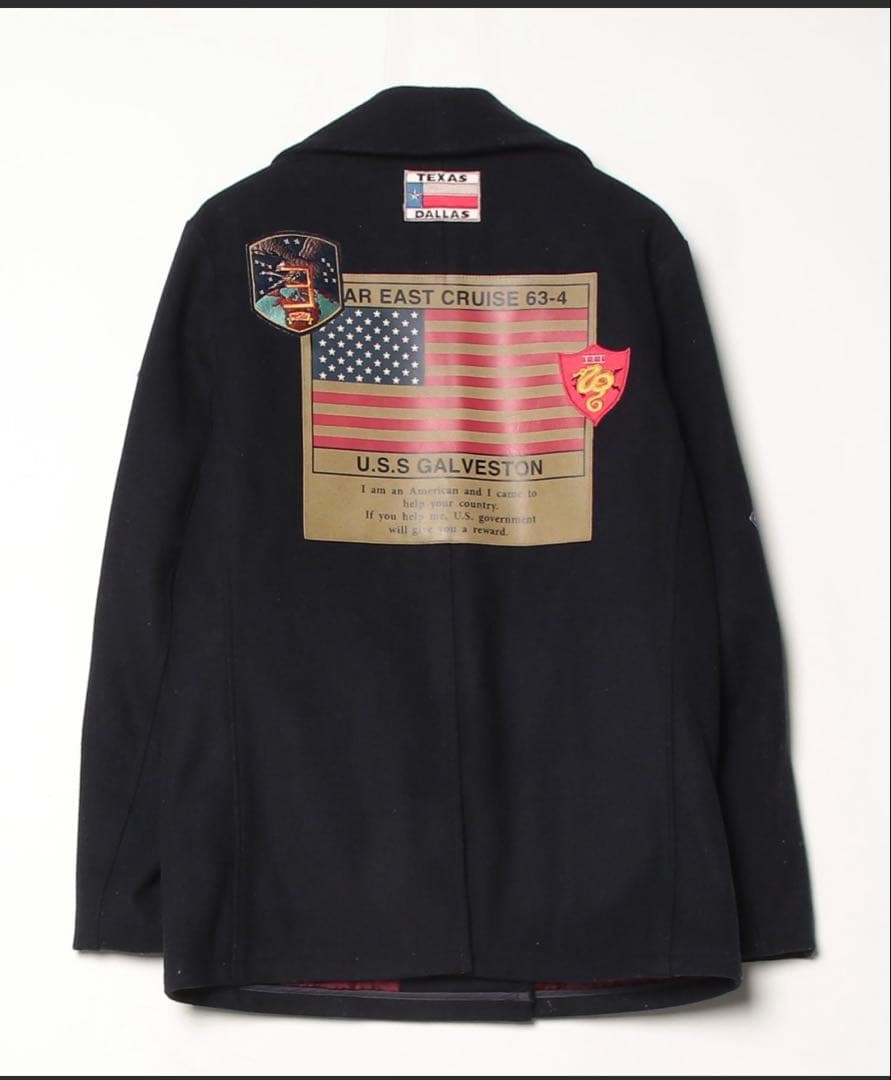 AVIREX パッチ付き メルトンPコート L ネイビー 正規品 美品