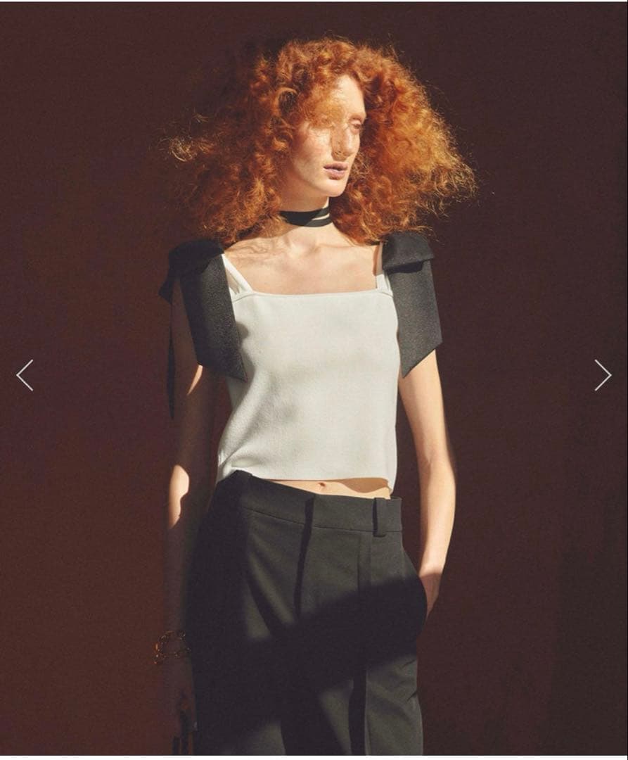 ルルウィルビー　ショルダーリボンミニタンクプルオーバー