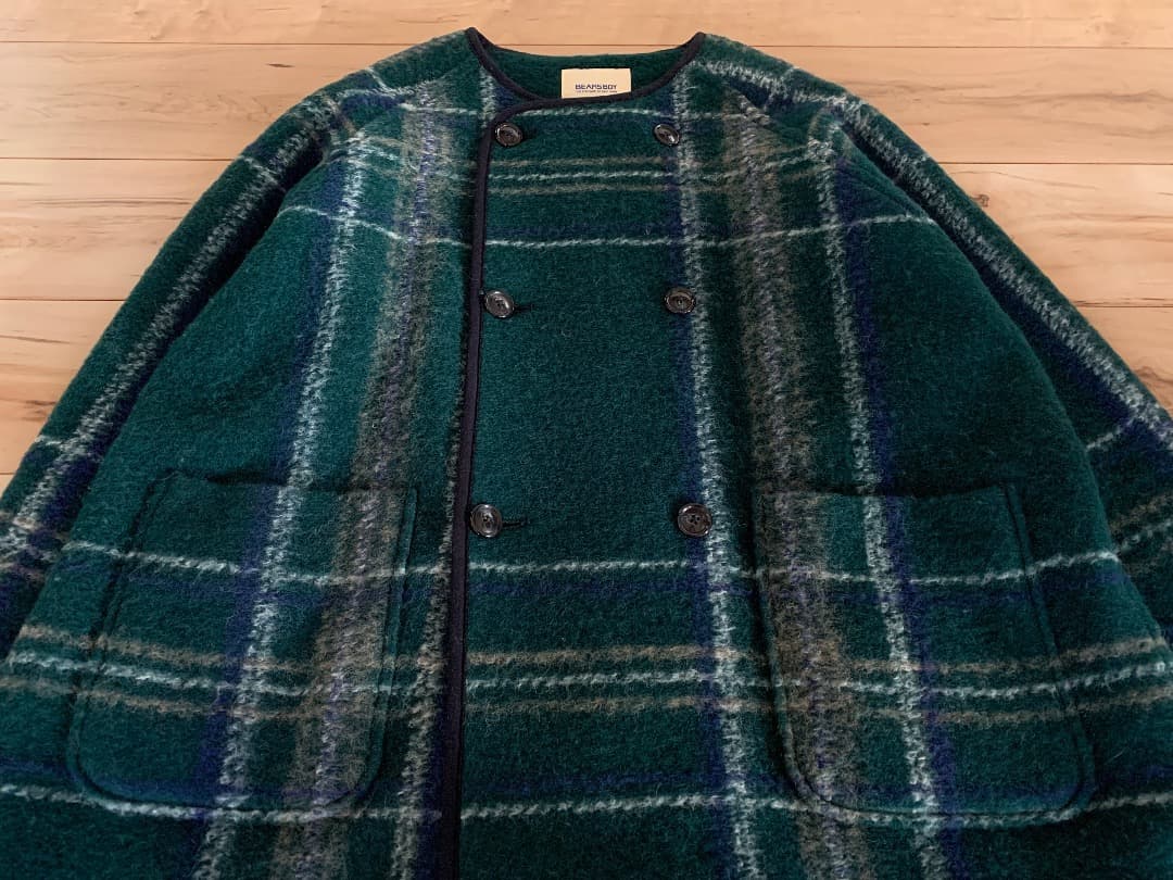 BEAMS BOY スライバーニット ダブルコート グリーン ビームスボーイ