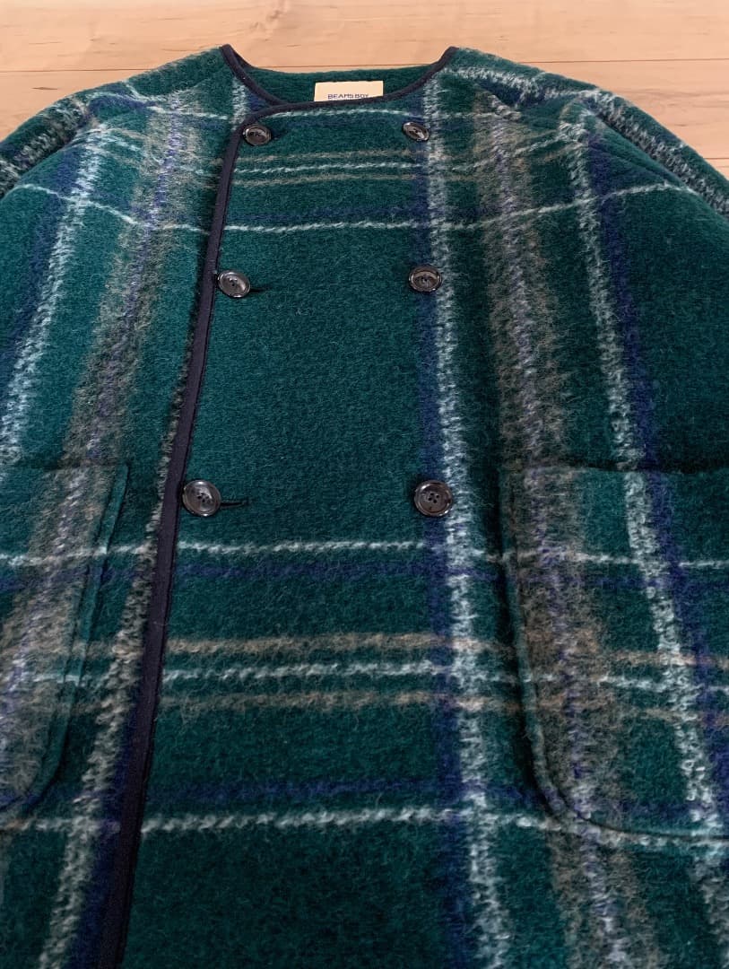 BEAMS BOY スライバーニット ダブルコート グリーン ビームスボーイ