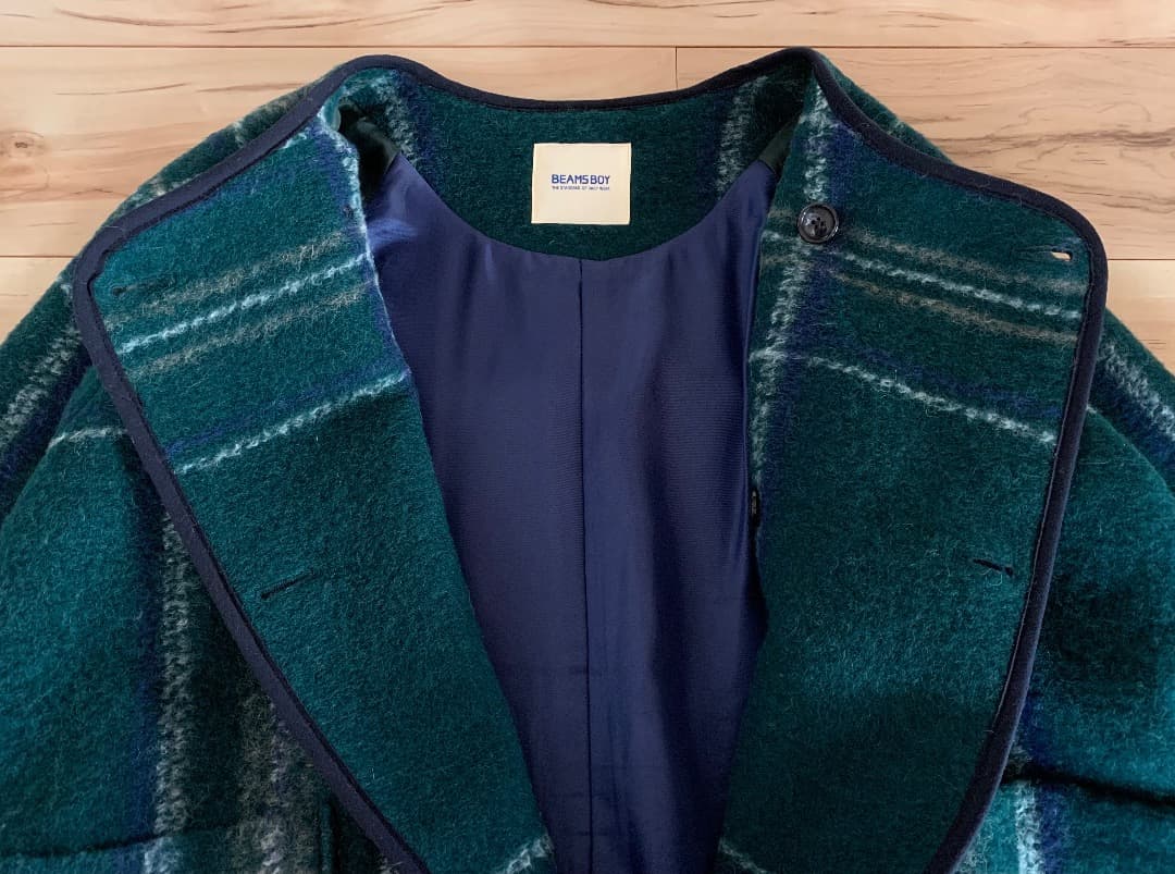 BEAMS BOY スライバーニット ダブルコート グリーン ビームスボーイ