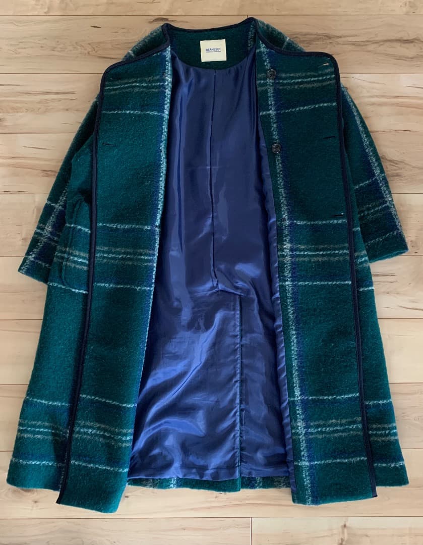 BEAMS BOY スライバーニット ダブルコート グリーン ビームスボーイ