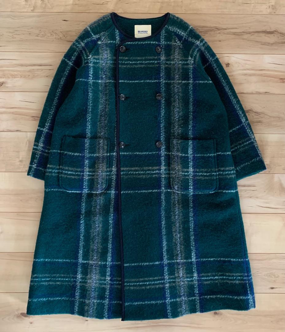 BEAMS BOY スライバーニット ダブルコート グリーン ビームスボーイ