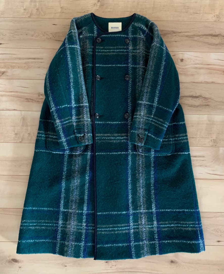 BEAMS BOY スライバーニット ダブルコート グリーン ビームスボーイ