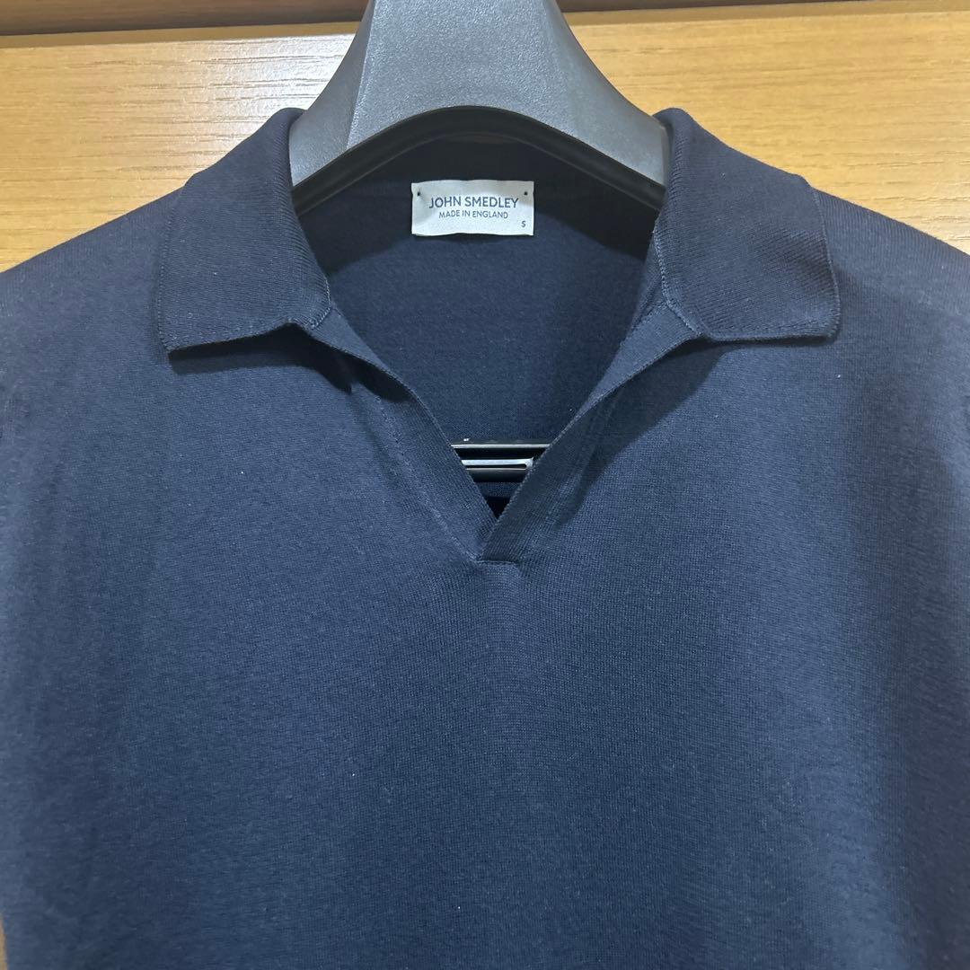 ジョンスメドレー スキッパーニットポロ ネイビー