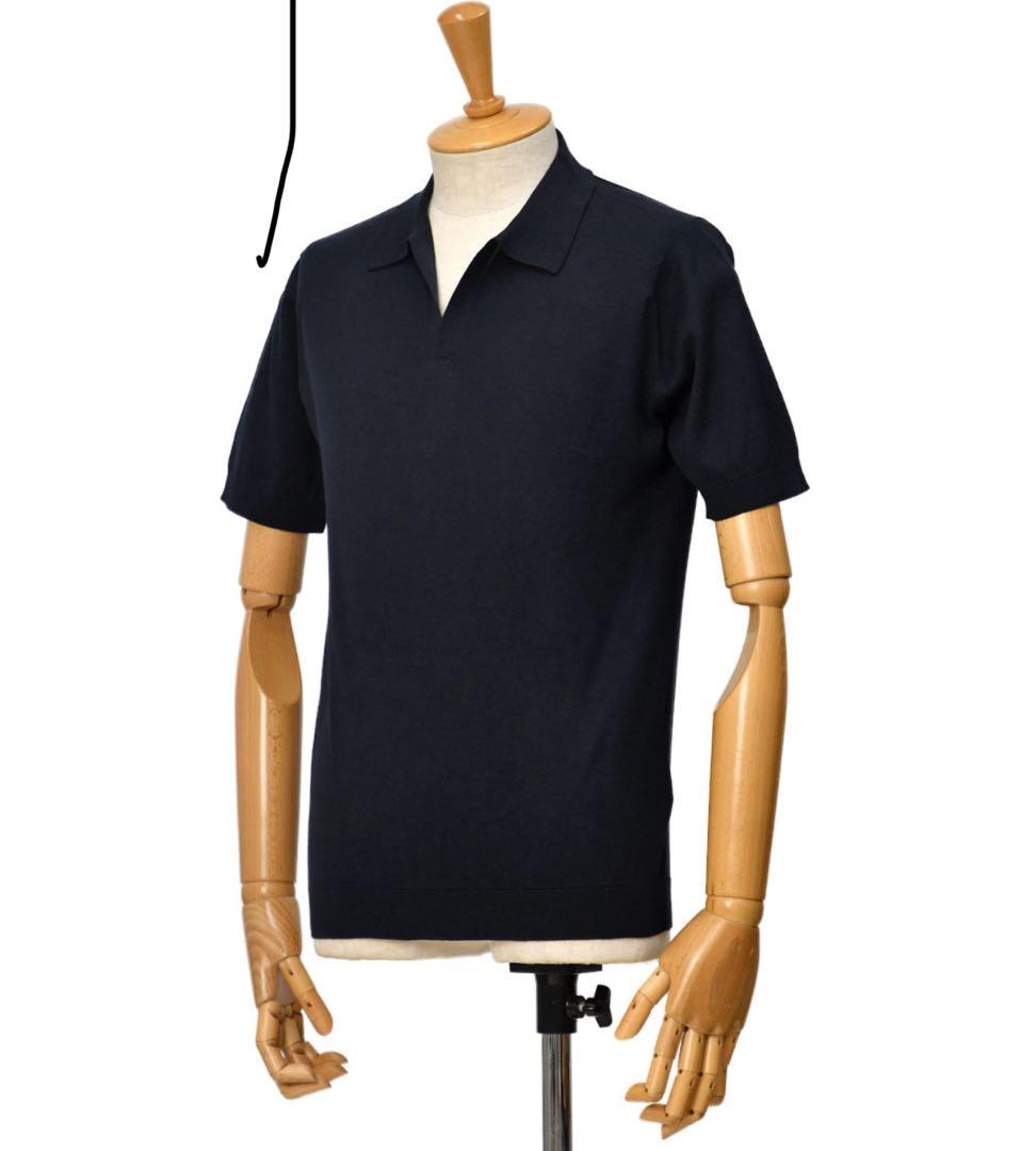 ジョンスメドレー スキッパーニットポロ ネイビー