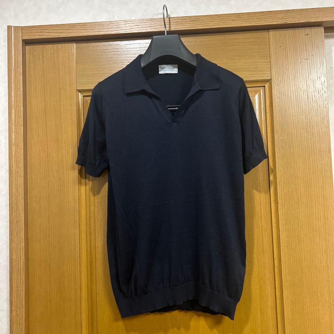ジョンスメドレー スキッパーニットポロ ネイビー