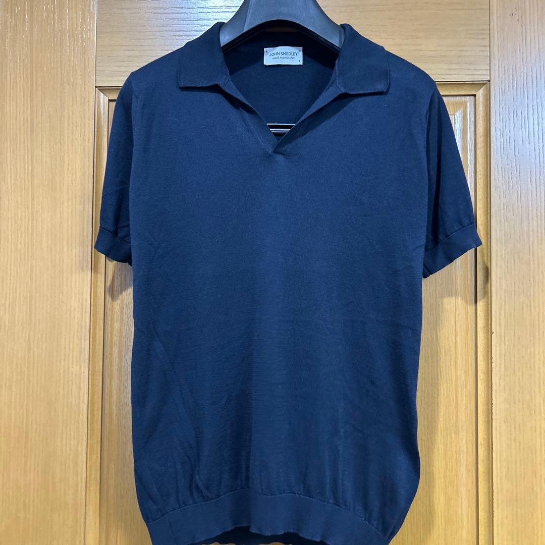 ジョンスメドレー スキッパーニットポロ ネイビー