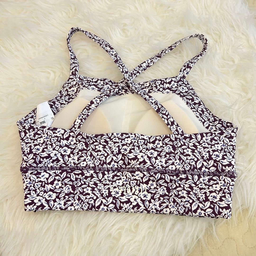 ［極美品］emmiyoga ヨガウェアセットアップ　花柄パープル ピラティス