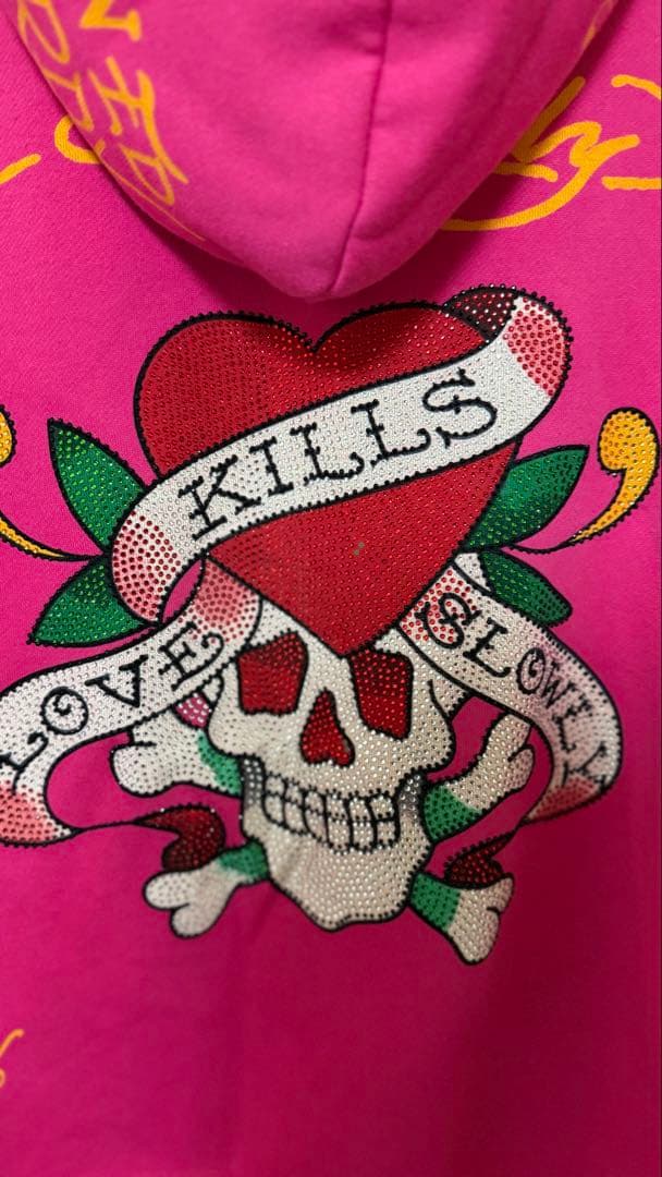 Ed Hardy ピンク パーカー M