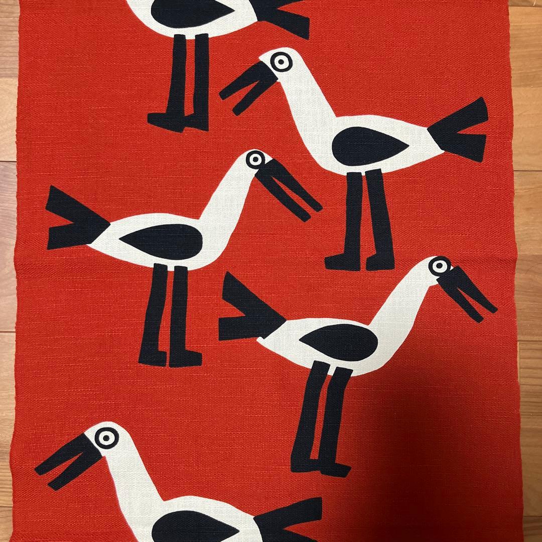 柚木沙弥郎 / 小巾布 「コウノトリ」 シルクスクリーン（手捺染）