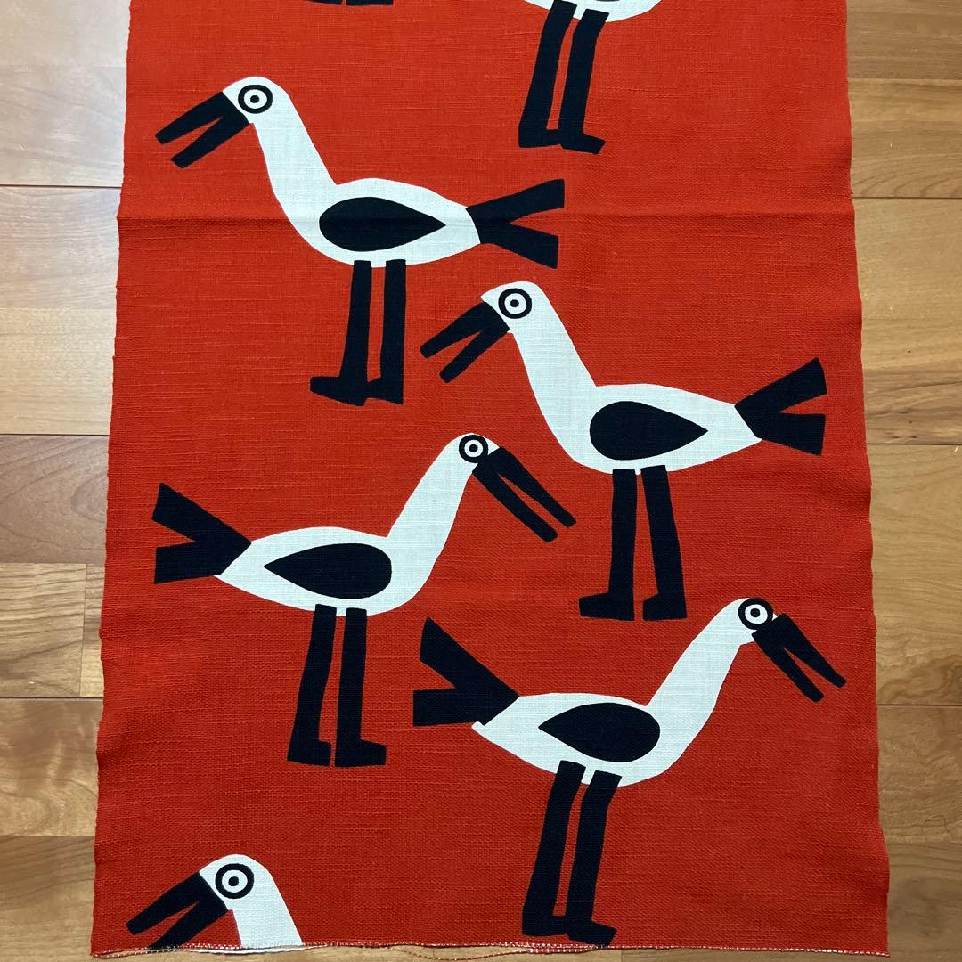 柚木沙弥郎 / 小巾布 「コウノトリ」 シルクスクリーン（手捺染）