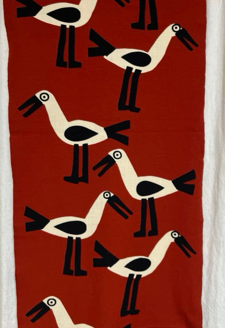 柚木沙弥郎 / 小巾布 「コウノトリ」 シルクスクリーン（手捺染）