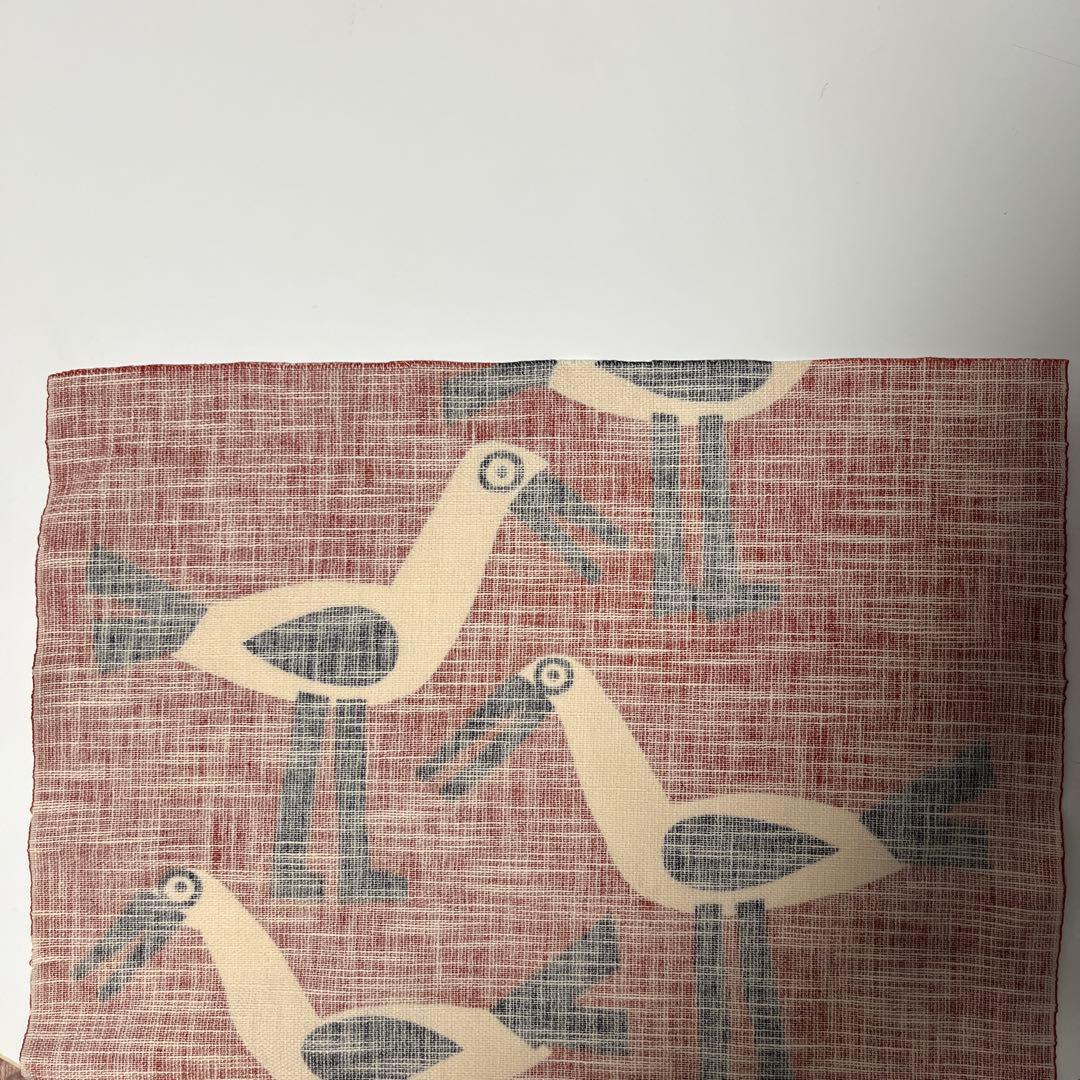 柚木沙弥郎 / 小巾布 「コウノトリ」 シルクスクリーン（手捺染）