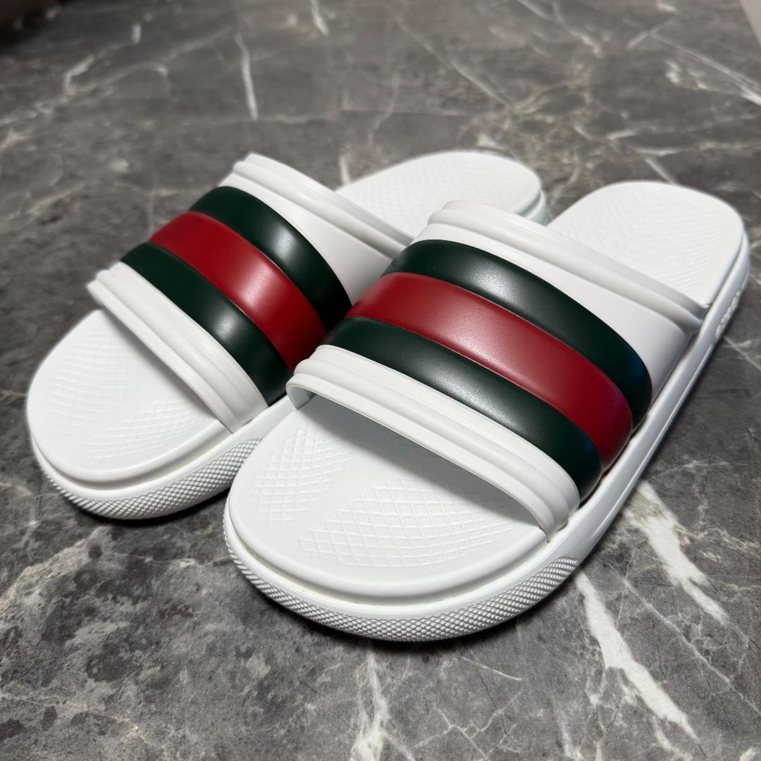 新品未使用 GUCCI ストライプ スライドサンダル ホワイト