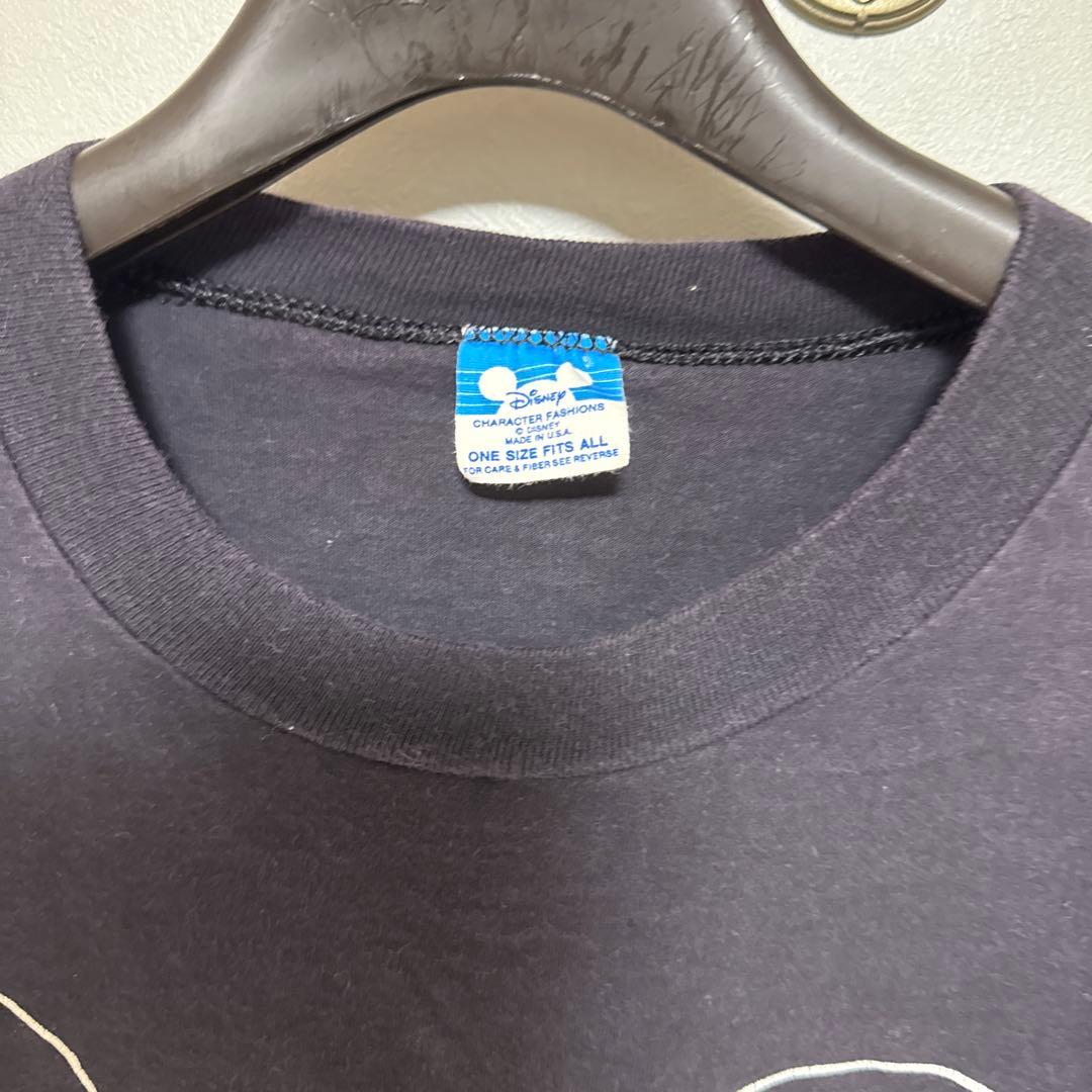 棚*K様 80sヴィンテージミッキーマウスフェイスTシャツ黒XLフェードdisn