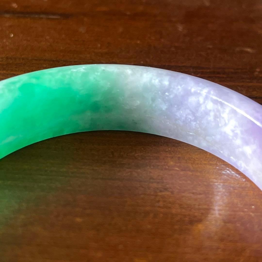 翡翠 氷質 緑 ラベンダー ジェダイト 58.5g 手首内径18cm バングル