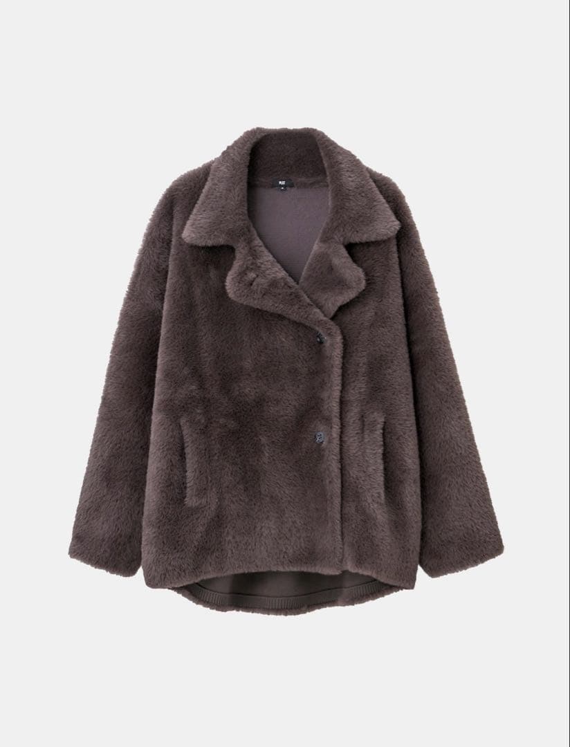 試着のみ　PLST フェザーヤーンニットコート　ブラウン　S