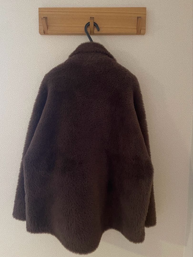 試着のみ　PLST フェザーヤーンニットコート　ブラウン　S