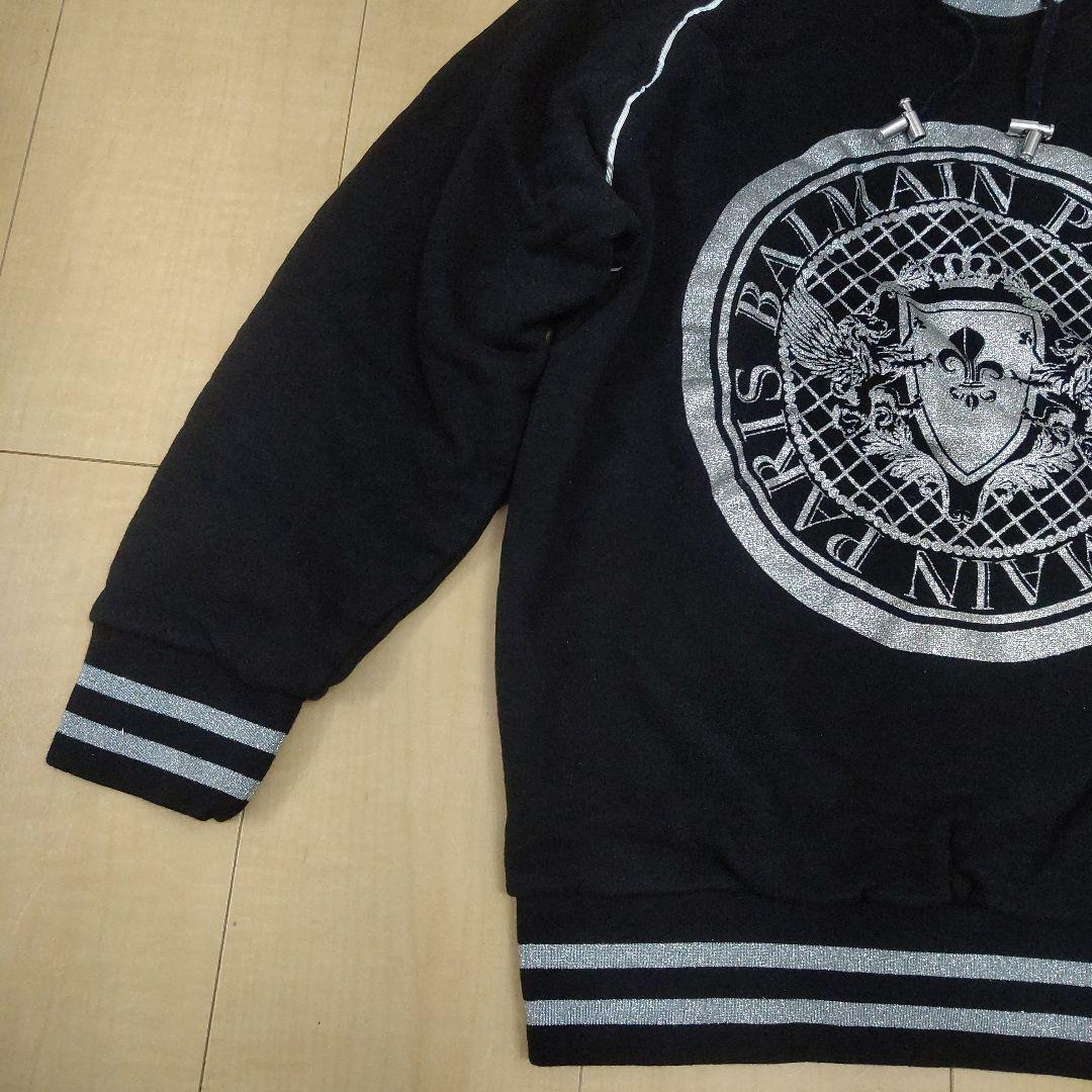 ★BALMAIN レディース シルバーラメ ロゴスウェット 中綿★