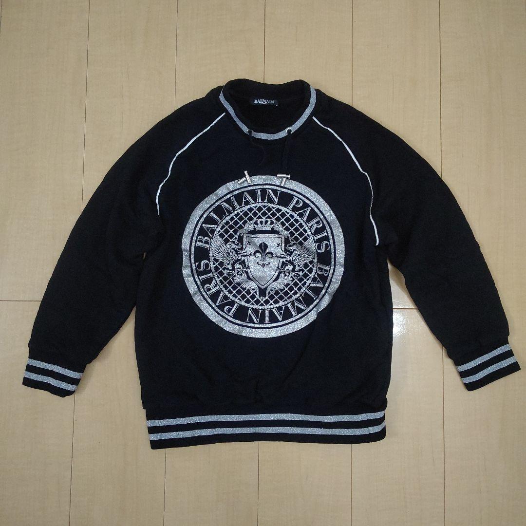 ★BALMAIN レディース シルバーラメ ロゴスウェット 中綿★
