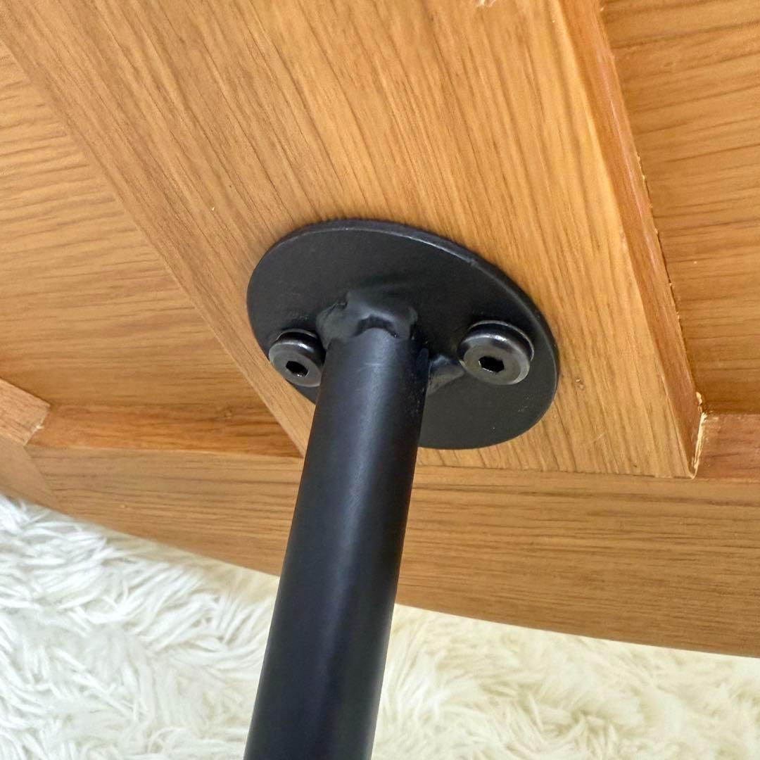 値下げ！美品 コーヒーテーブル 円形 木製 スチール 下段丸棚付き ローテーブル