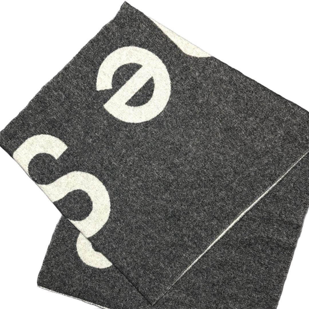 美品Acne studios ロゴジャガードスカーフ マフラー グレー/ブラック