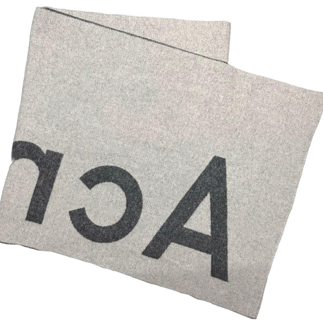 美品Acne studios ロゴジャガードスカーフ マフラー グレー/ブラック