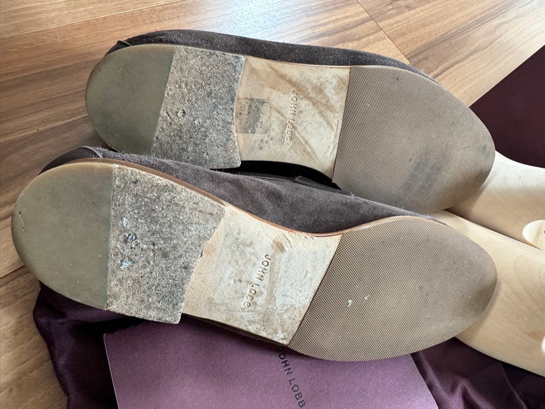 ジョンロブ　ブラウン スエード レザー ローファー　ローファー　7.5