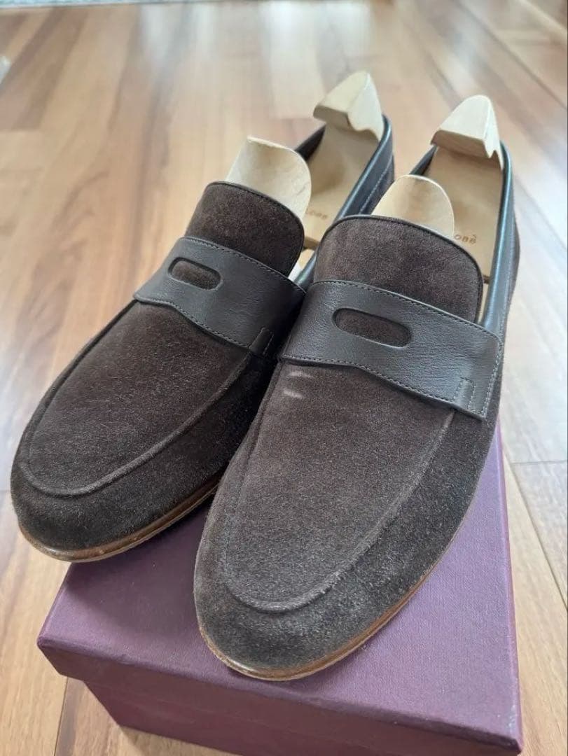 ジョンロブ　ブラウン スエード レザー ローファー　ローファー　7.5