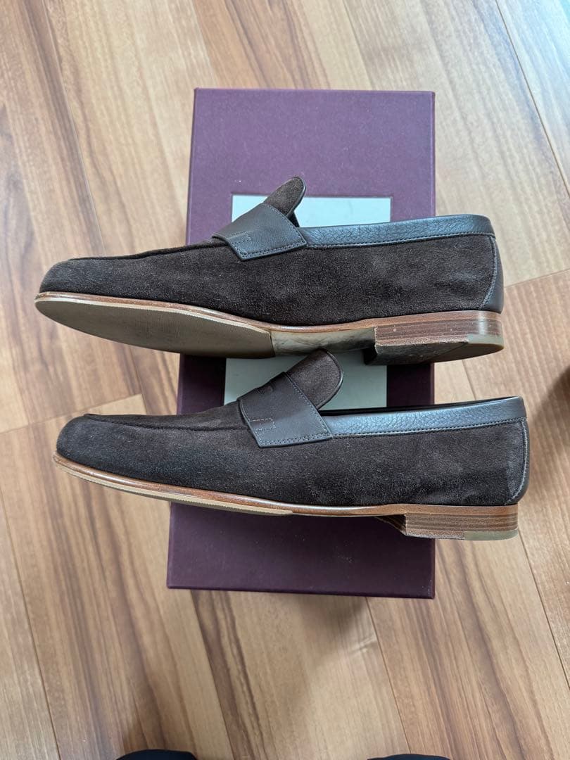 ジョンロブ　ブラウン スエード レザー ローファー　ローファー　7.5