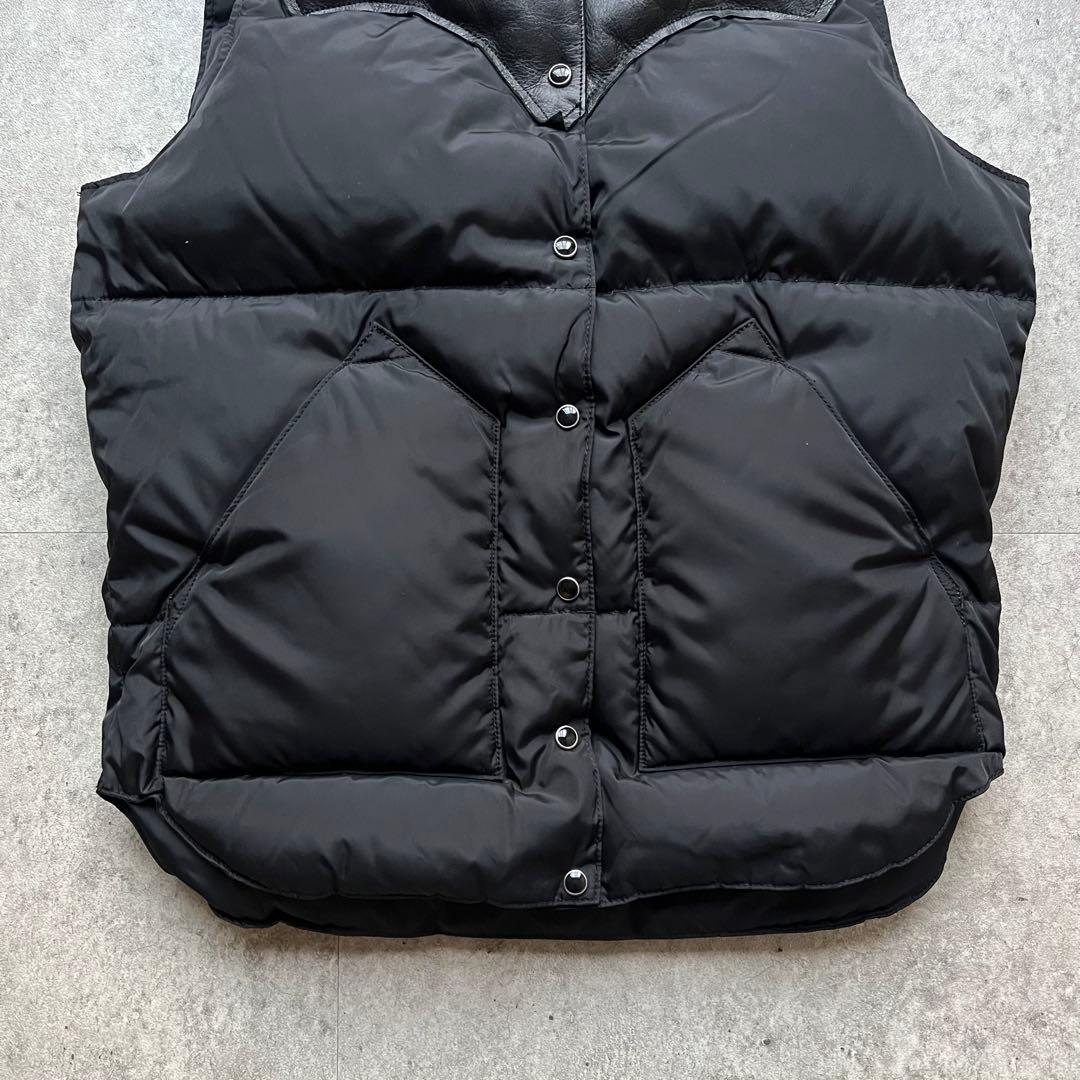 タ*埜様 ロッキーマウンテン グースダウンベスト レザー 黒 ウェスタンヨーク