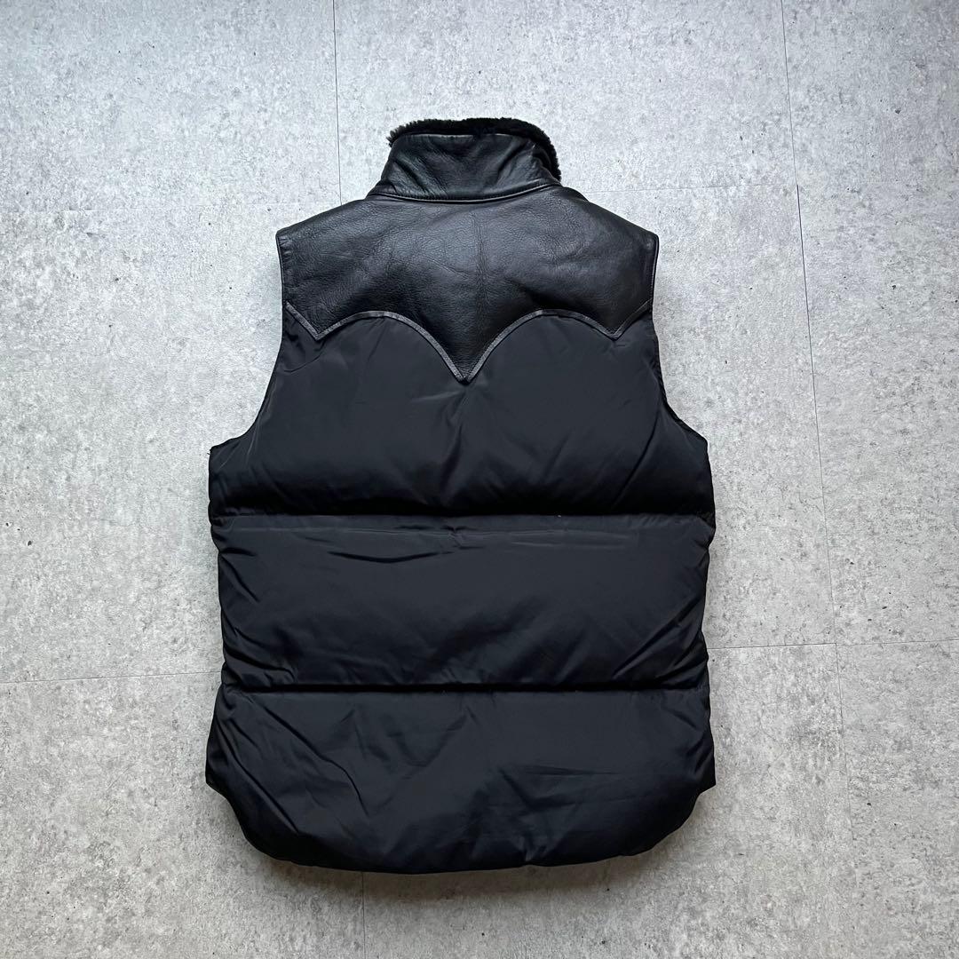 タ*埜様 ロッキーマウンテン グースダウンベスト レザー 黒 ウェスタンヨーク