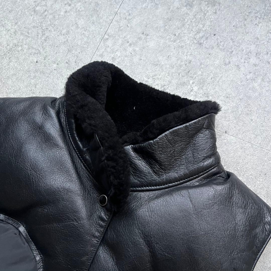 タ*埜様 ロッキーマウンテン グースダウンベスト レザー 黒 ウェスタンヨーク