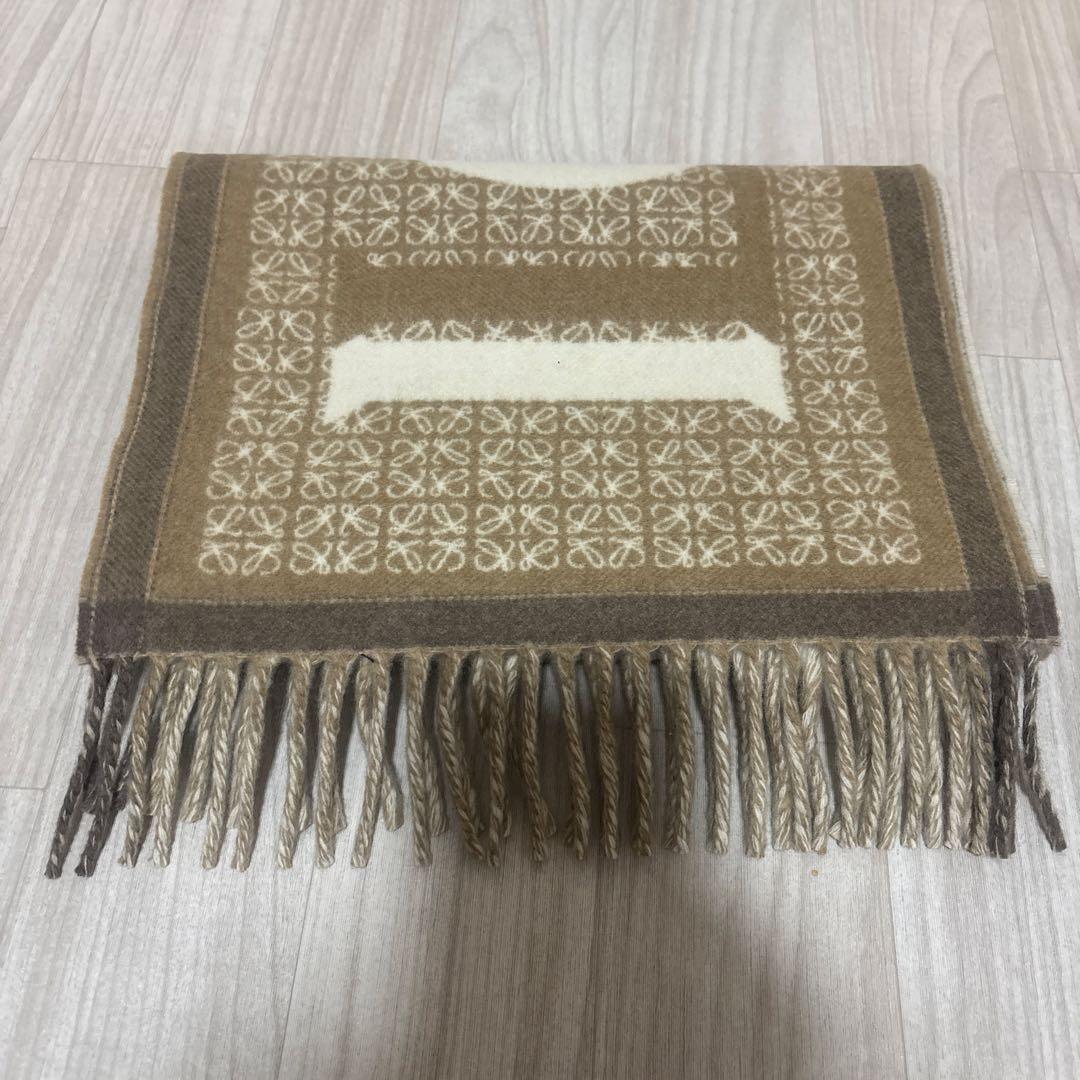 LOEWE ロゴマフラー ブラウン/アイボリー