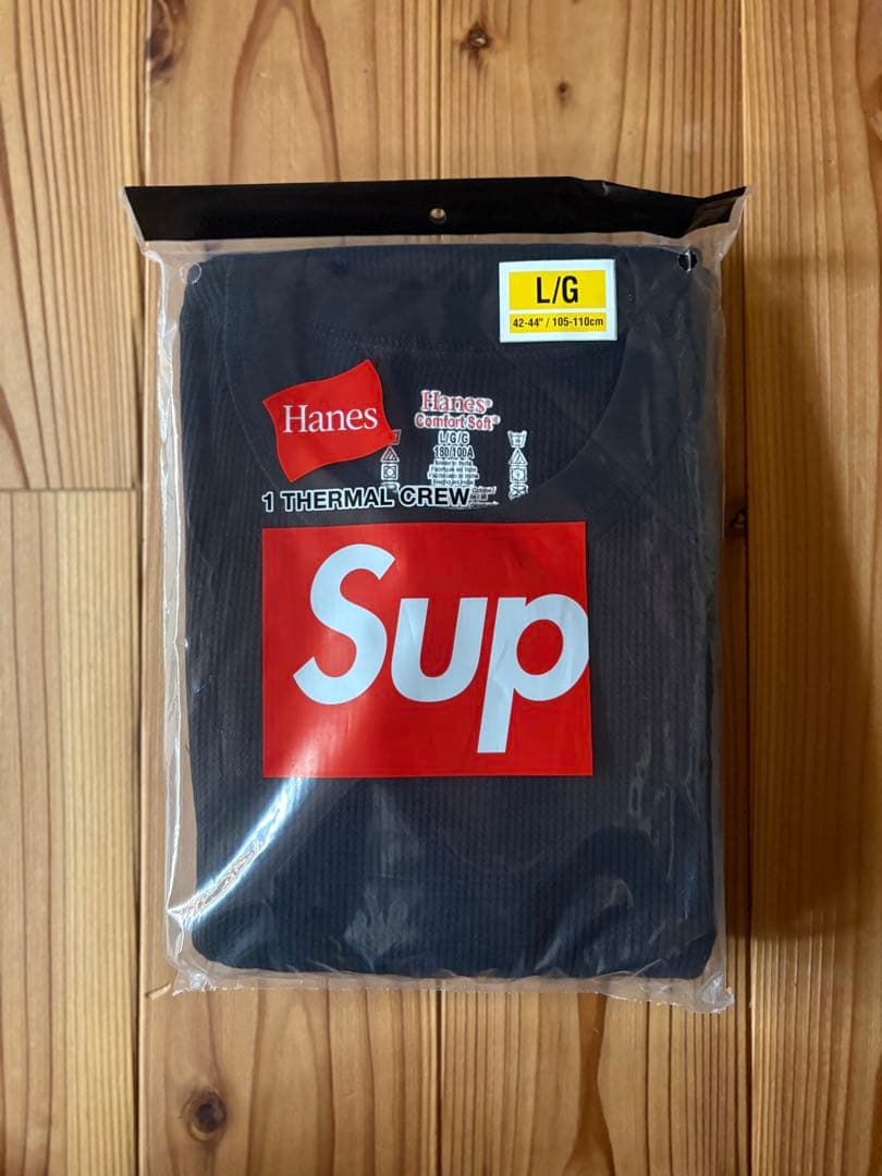 新品 SUPREAM シュプリーム ヘインズ サーマル クルー 黒