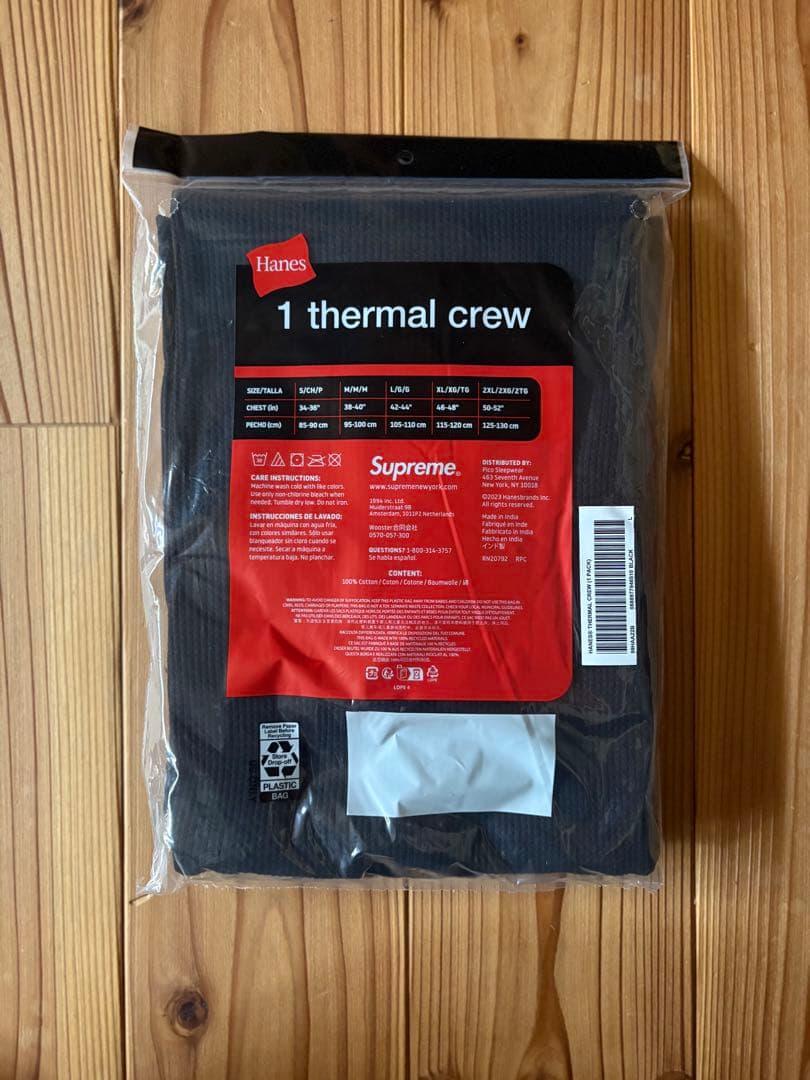 新品 SUPREAM シュプリーム ヘインズ サーマル クルー 黒