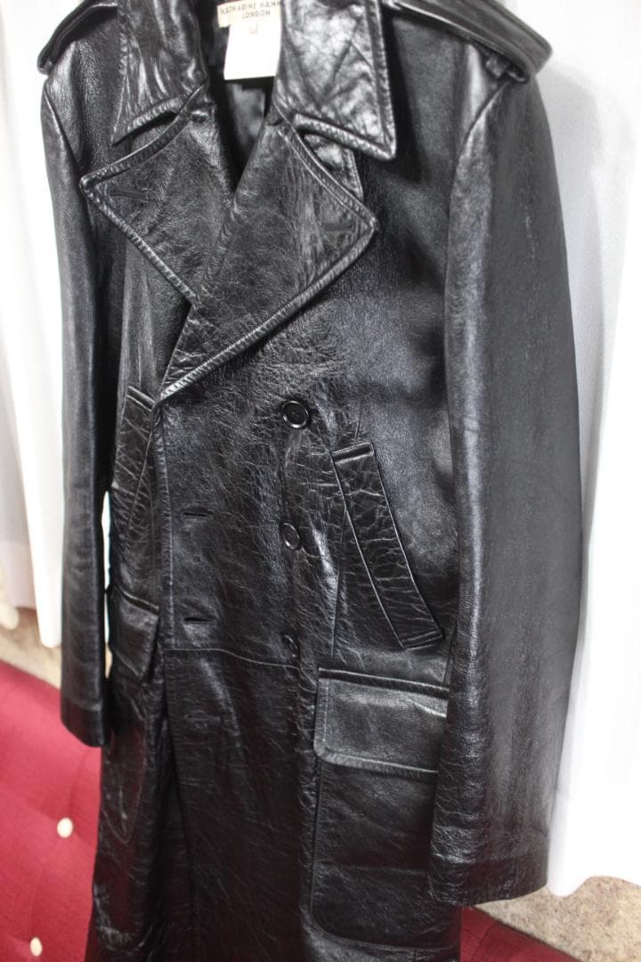 キャサリン ハムネット　レザー ロングコート　羊革　Lサイズ
