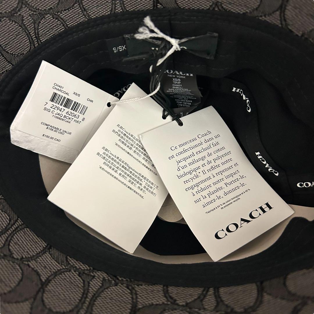 【新品】COACH コーチ バケットハット シグネチャー ジャカード グレー