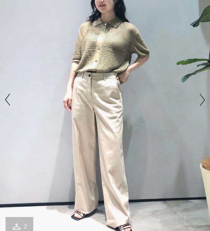 新品タグ付 セオリー 定価3万9千 現行 リネン メッシュ編み ポロニット タン